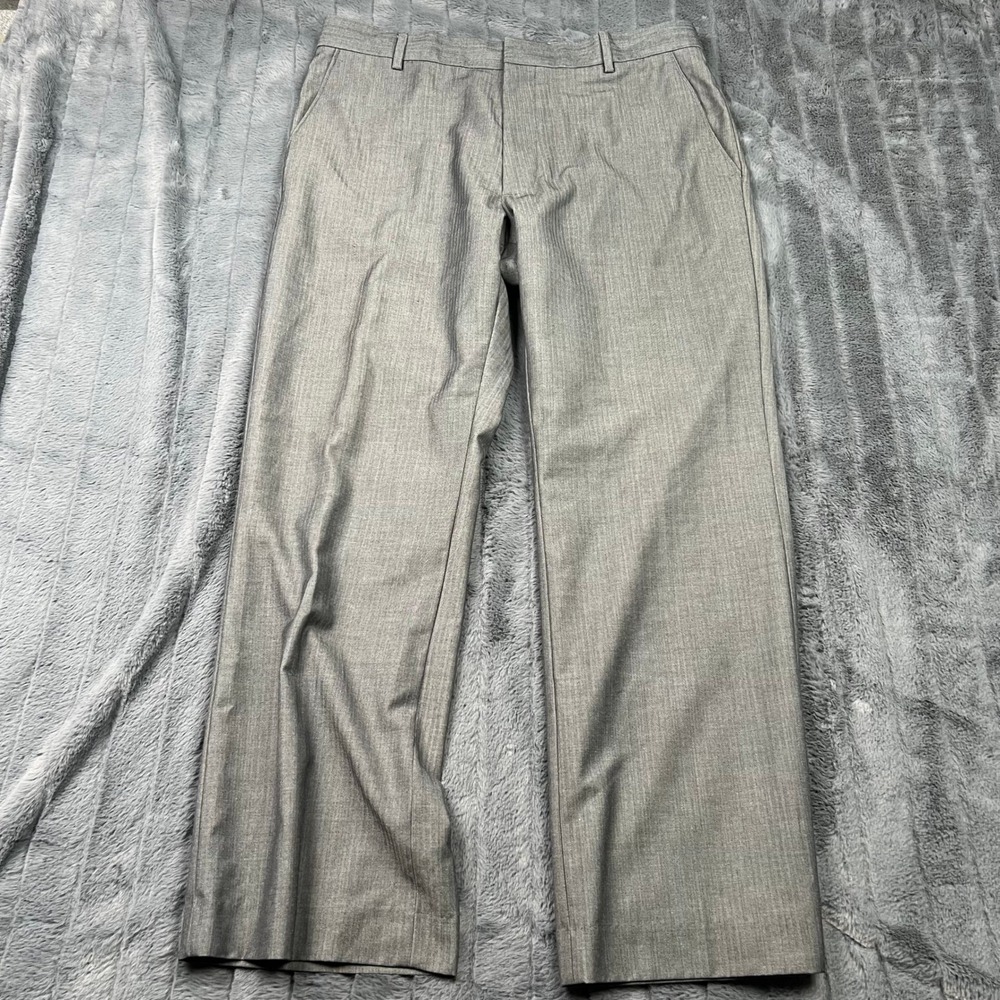 Banana Republic Mens Gray Herringbone Dress Pants 35x30 Flat Front Trousers